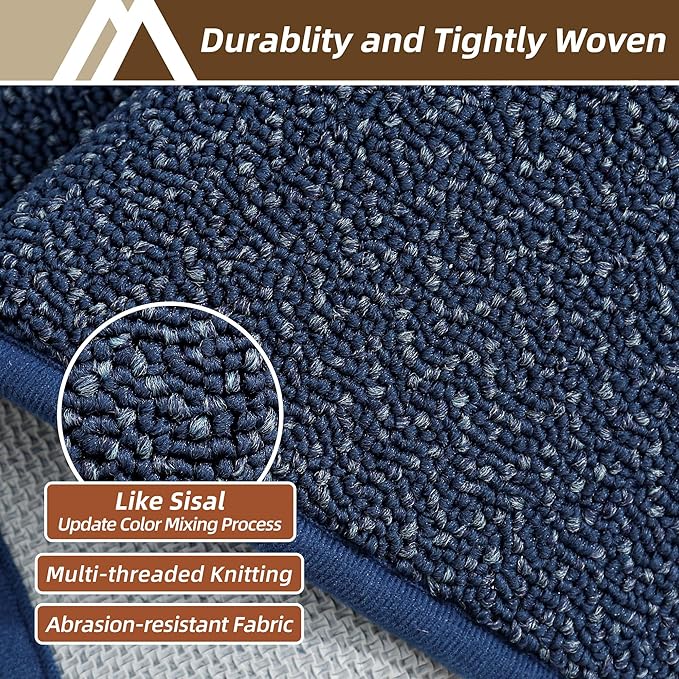 COSY HOMEER-Door-Mat 36"x60" Non Slip Absorbent Entryway Rugs Dirt Trapper Doormats Washable Entrance Mats Low Pile Welcome Floor Mat for Front Back Door and Entry Mats,Navy Blue