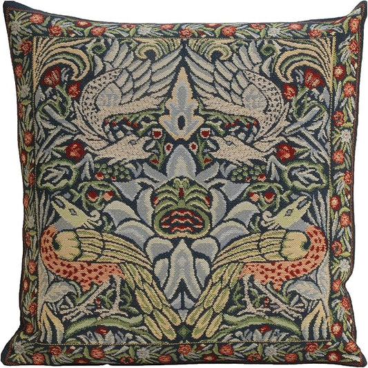 Charlotte Home Furnishings Throw Pillow Covers 16x16 in, Blue Peacock Decorative Couch Pillow Cover, Boho Decor European Tapestry Cushion Cases, Living Room Cozy Home Decor, Jacquard Woven Soft Cotton