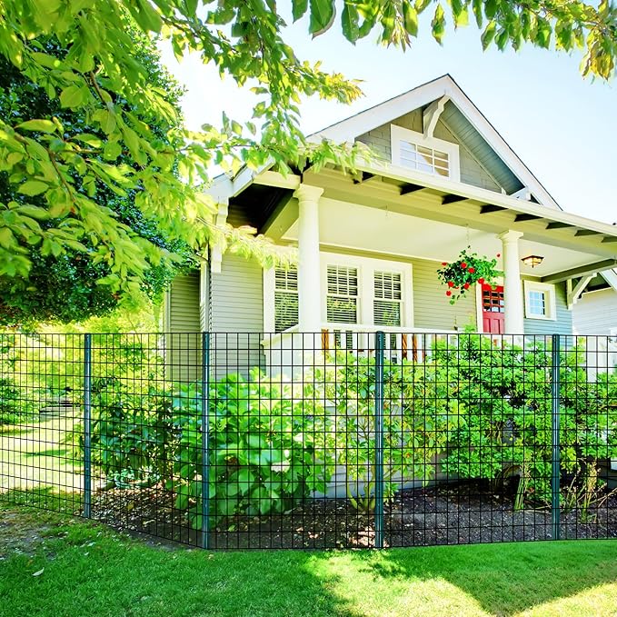 ARIFARO Fence Posts 4.8 Feet Sturdy Duty Metal Fencing Poles, Pack of 10, No Dig Garden U Post for Wire Fencing Steel Post for Yard, Outdoor Wire