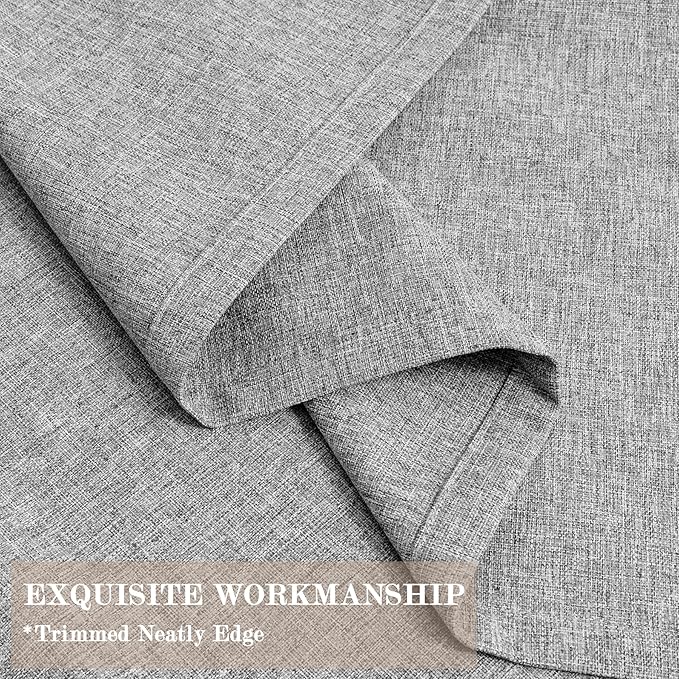 100" W x 84" L Faux Linen Room Divider Curtains, Full Blackout Pinch Pleated Drapes for Traverse Rod, Bedroom Divider Privacy Drapery with Hooks for Ceiling Track, 1 Panel, Light Grey