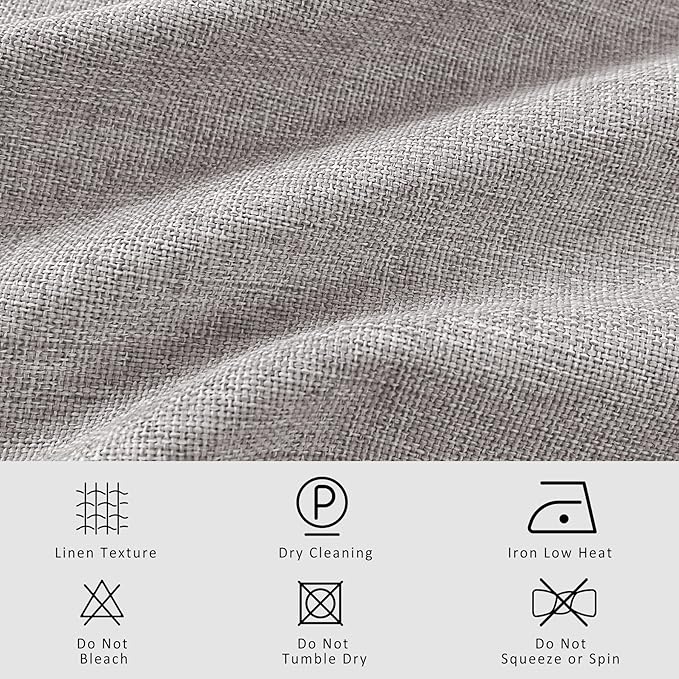 Macochico 52”Wx96”L 100% Blackout Curtains for Bedroom Living Room Nursery Browish Grey Pinch Pleated Linen Curtains Farmhouse Burlap Drapes Thermal Window Panels with Hooks and Tieback 1 Panel