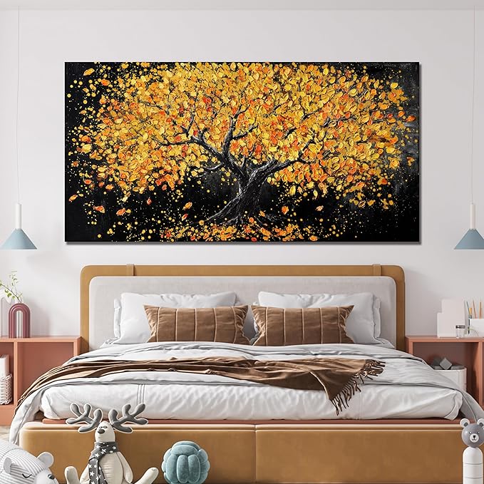 Canvas Wall Art Decor Artwork for Walls Black and Gold Wall Art Decor Tree of Life Wall Art Pictures for Living Room Tree Wall Art Modern Wall Art Prints Art Work for Home Office Wall Decor 20" X 40"