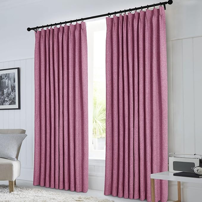 Macochico Extra Wide Full Blackout Linen Curtains for Sliding Door Lilac Pinch Pleated Linen Curtains 96 Inches Long for Bedroom Living Room Farmhouse with Tieback 120”Wx96”L 1 Panel