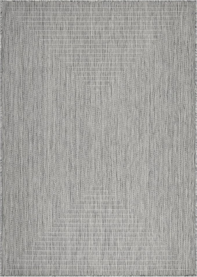 Adiva Rugs Outdoor Indoor Area Rug, Weather Resistant, Easy to Clean, Stain Resistant Floor Mat for Dining Room, Backyard, Deck, Patio (Silver Weiss, 2' x 3')