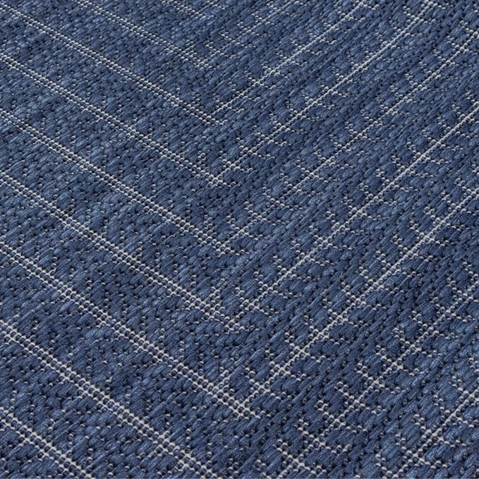 Adiva Rugs Outdoor Indoor Area Rug, Weather Resistant, Easy to Clean, Stain Resistant Floor Mat for Dining Room, Backyard, Deck, Patio (Navy Weiss, 6' x 9')