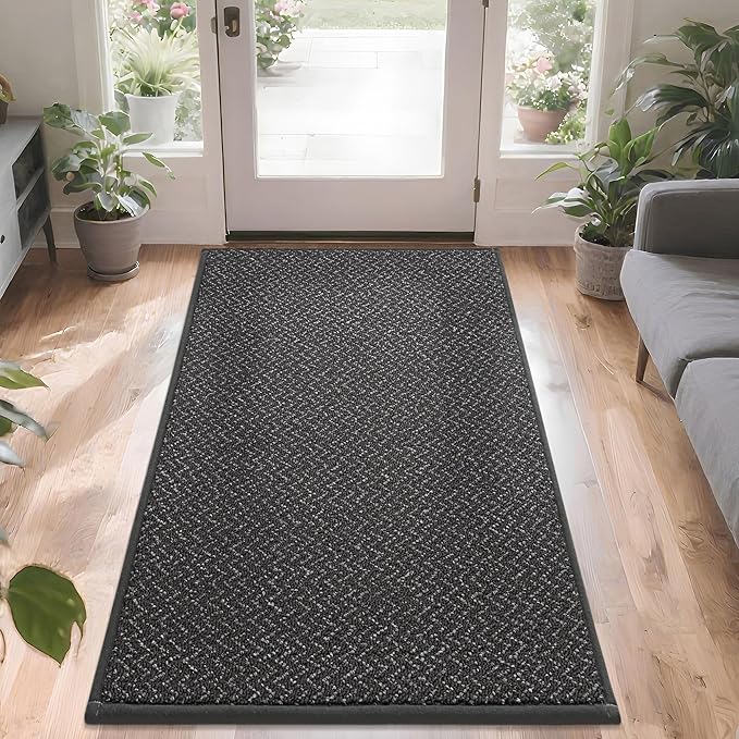 COSY HOMEER-Door-Mat 36"x60" Non Slip Absorbent Entryway Rugs Dirt Trapper Doormats Washable Entrance Mats Low Pile Welcome Floor Mat for Front Back Door and Entry Mats,Dark Grey