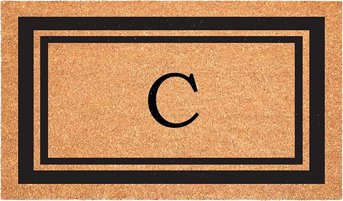 Calloway Mills 152961830C Black Border 18" x 30" Monogram Doormat, (Letter C)