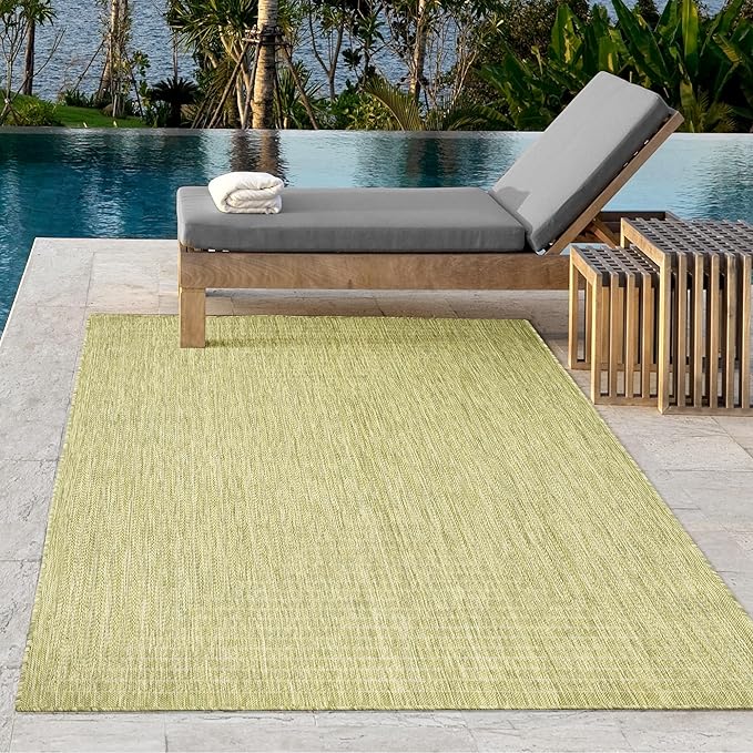 Adiva Rugs Outdoor Indoor Area Rug, Weather Resistant, Easy to Clean, Stain Resistant Floor Mat for Dining Room, Backyard, Deck, Patio (Olive Weiss, 2'6" x 7')