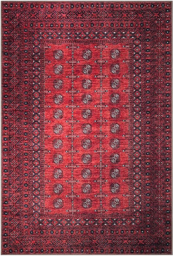 Keen Home Design 4x6 Rug - Machine Washable Area Rug with Non-Slip Backing, Ideal for Living Room, Dining Room, Bedroom - Vintage, Easy Clean, Durable, Low Pile Rug - (4' x 6')