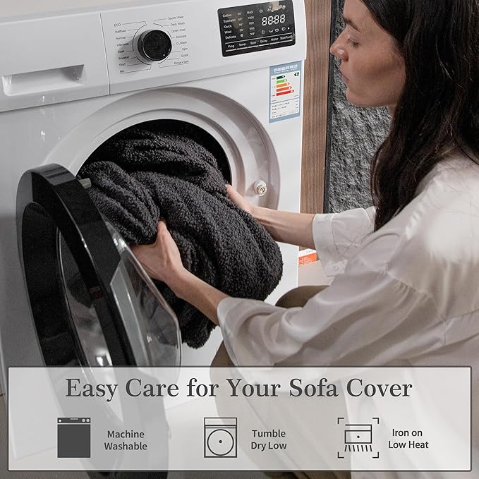 Couch Cushion Covers for Sectional Sofa, Stretch Soft Sofa Slipcovers Washable Wear-Resistant Universal Furniture Protector for Living Room(2 Seaters Covers, Dark Gray)