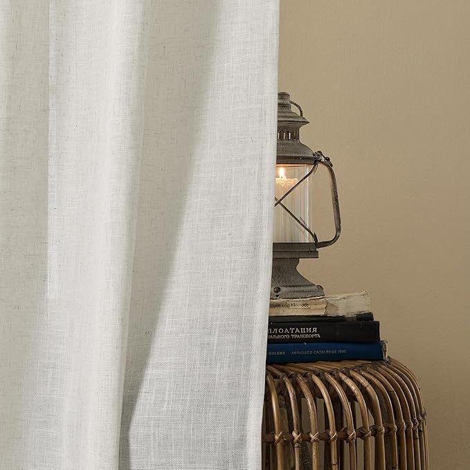Joydeco Linen Curtains 84 Inch Length 2 Panels Set for Living Room, Light Filtering Drapes 37 Inch Width for Bedroom with Back Tab and Rod Pocket (37x84 inch)