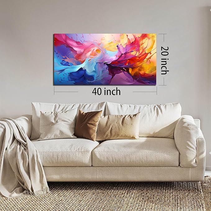 GUGIKA Abstract Wall Art for Living Room, Colorful Canvas Wall-Art for Bedroom, Print Paintings, Size 20x40 Inches