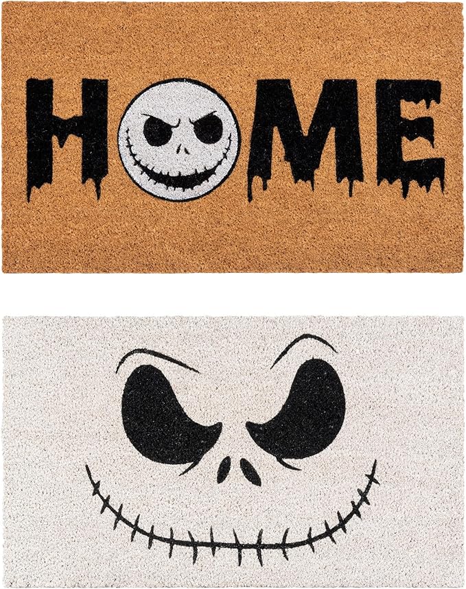 Gertmenian Nightmare Before Christmas Coir Doormat - 2x3 Welcome Mat (2-Pack), Ideal for High Traffic Areas in Front Door, Garage, Entryway - Disney Nightmare Jack Skellington, 80024