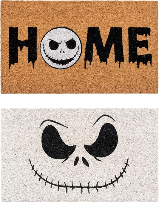 Gertmenian Nightmare Before Christmas Coir Doormat - 2x3 Welcome Mat (2-Pack), Ideal for High Traffic Areas in Front Door, Garage, Entryway - Disney Nightmare Jack Skellington, 80024