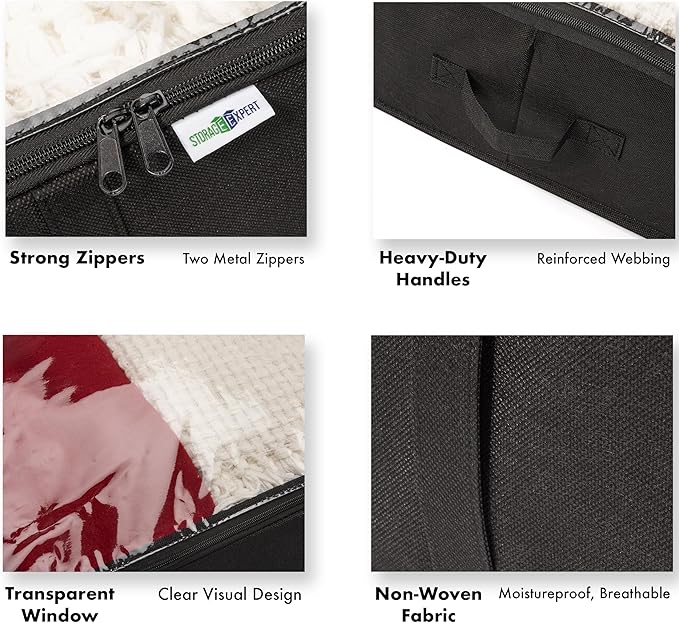 Closet Organizers and Storage - Maximize Space with Under Bed Storage Containers & Clothes Storage - Ideal Closet Organizer, Toy Storage Organizer & Underbed Storage (Black, 4 Pack)