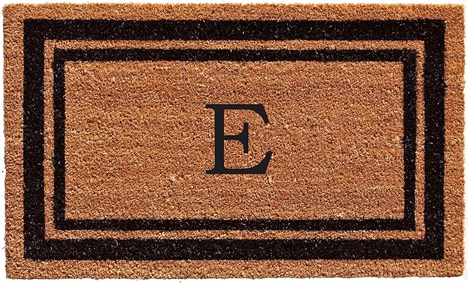 Calloway Mills 152963672E Black Border 36" x 72" Monogram Doormat Letter (E)