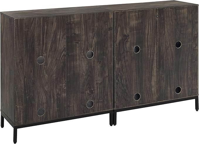 Crosley Furniture Jacobsen 2-Piece Vinyl Record Storage Cube Bookcase Set and Record Player Stand, Brown Ash