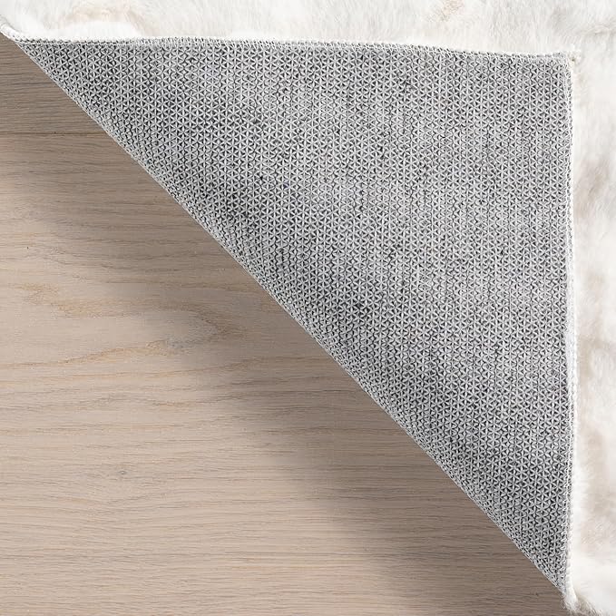 nuLOOM Jeni Solid Faux Rabbit Machine Washable Runner Rug, 2' 6" x 10', Off-White