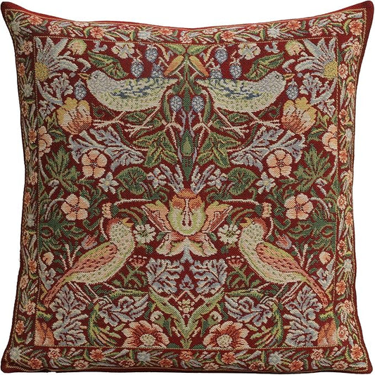 Charlotte Home Furnishings Throw Pillow Covers 16x16 in, Red Strawberry Decorative Couch Pillow Covers, Boho European Tapestry Cushion Cases, Living Room Cozy Home Decor, Jacquard Woven Soft Cotton