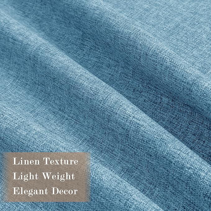 100% Blackout Linen Textured Drapes for Bedroom Pinch Pleated Curtains for Track System Portable Drapery for Sliding Glass Door/Storage/Space Room Divider, 70" Wx96 L, 1 PC, Blue