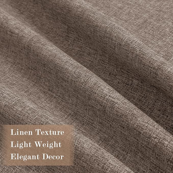Light Brown Pinch Pleat 100% Blackout Drapes Linen Blend, Room Divider, Room Darkening, Energy Saving, Furniture Protecting, Light Blocking Extra Wide Privacy Curtains, 200Wx108L, 1 PC