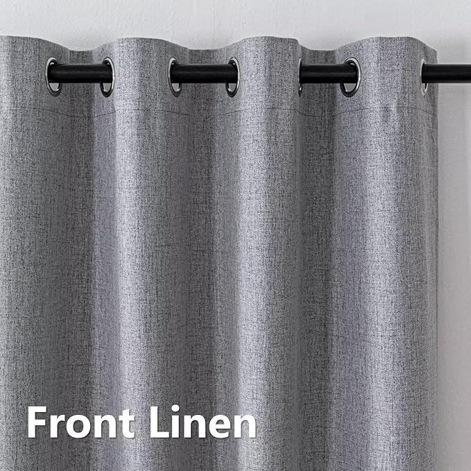 Blackout Curtains 84 Inch Length 2 Panels Set, 100% Black Out Textured Thermal Curtains, Grommet Privacy Light Blocking Drapes for Living Room Bedroom Luxury Decor(52W × 84L inch, Light Grey)