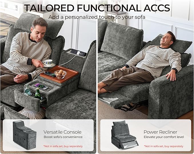 Oversized Modular Sofa Comfy Cloud Couch with Storage, Extra Deep Plush Sectional Sofa Set for Living Room, Covers Washable, Chenille, Olar (Grey, 6-Seater with 2 Corners, u-Shaped)