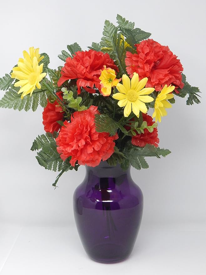 Floral Supply Online - 8" Rose Vase and Flower Guide Booklet - Decorative Glass Flower Vase for Floral Arrangements, Weddings, Home Decor or Office. (Purple)