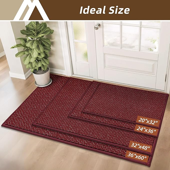 COSY HOMEER-Door-Mat 32"x48" Non Slip Absorbent Entryway Rugs Dirt Trapper Doormats Washable Entrance Mats Low Pile Welcome Floor Mat for Front Back Door and Entry Mats,Red