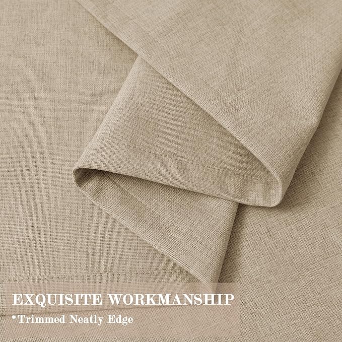 Sand Beige Pinch Pleat 100% Blackout Drapes Linen Blend, Room Divider, Room Darkening, Energy Saving, Furniture Protecting, Light Blocking Extra Wide Privacy Curtains, 240Wx84L, 1 PC
