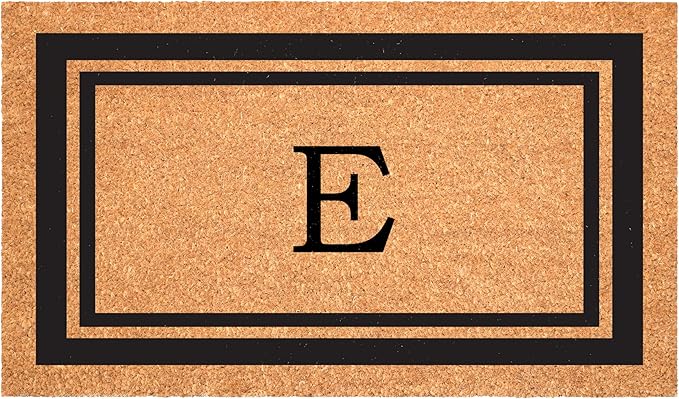 Calloway Mills 152963048E Black Border 30" x 48" Monogram Doormat Letter (E)