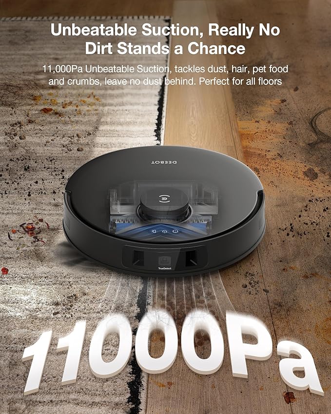 ECOVACS DEEBOT T30S Combo Complete Robot Vacuum and Mop, 11000Pa, ZeroTangle Technology, TruEdge Adaptive Edge Mopping, Hot Water Mop Washing, Self-Emptying, Self Refilling, Auto-Mop Lifting