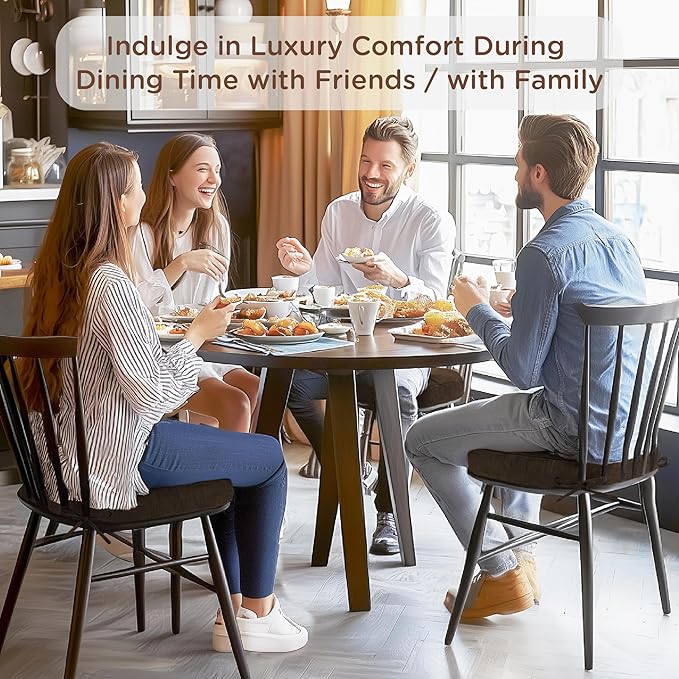 Codi 6 Pack Dining Chair Cushions, Thick Chairs Pads for Indoor Kitchen Room - Washable, Non-Slip Seat Cushion with Ties, 16.5"x16.5"x 3.5", Set of 6, Brown