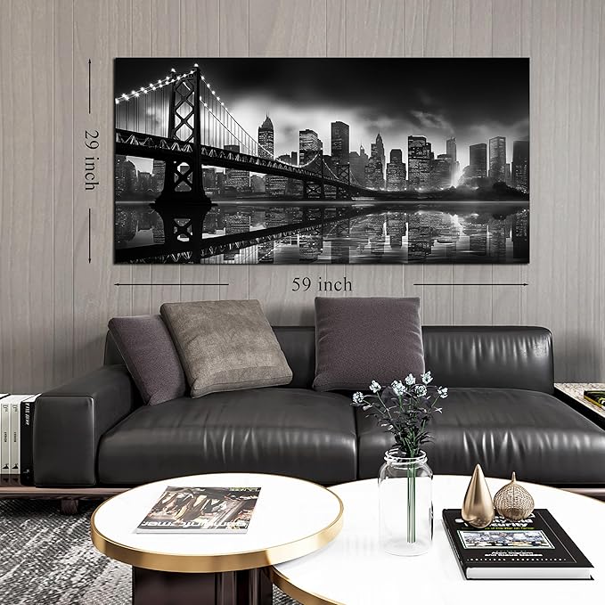 Brooklyn Bridge Wall Art Large City Wall Decor for Living Room Office Wall Decor 29 x 59 Inch