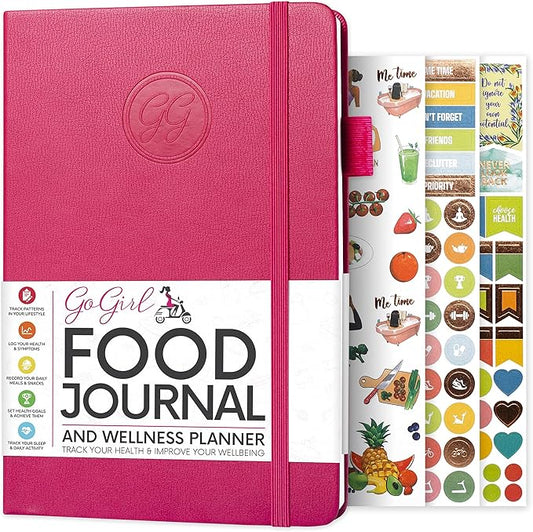 GoGirl Food Journal & Wellness Planner –– Diet & Fitness Diary – Nutrition Journal with Meal, Exercise & Weigh Loss Tracker, A5 (Maroon)