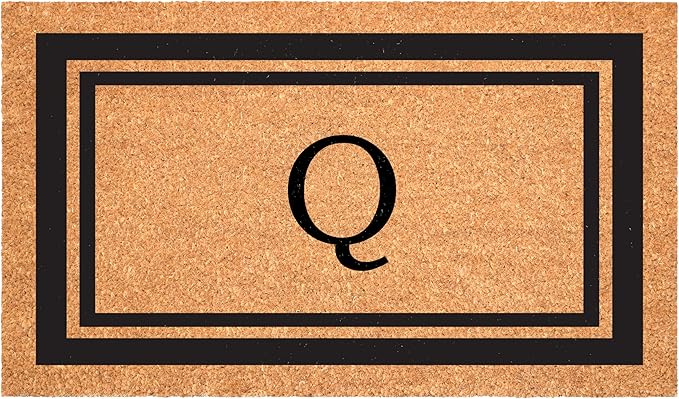 Calloway Mills 152962436Q Black Border 24" x 36" Monogram Doormat, (Letter Q)