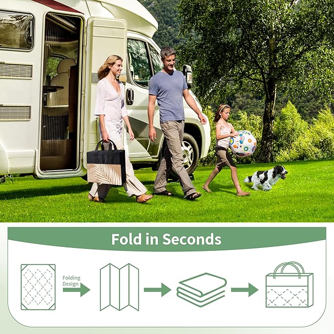 GENIMO Outdoor Rug 8' x 10' Waterproof for Patios Clearance, Reversible Outdoor Plastic Straw Camping Rug Carpet, Large Area Rugs Mats for RV, Camper, Deck, Balcony, Porch, Beach, Picnic, Brown&Beige