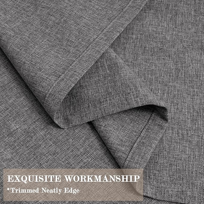 100% Blackout Linen Textured Drapes for Bedroom Pinch Pleated Curtains for Track System Portable Drapery for Sliding Glass Door/Storage/Space Room Divider, 70" Wx84 L, 1 PC, Natural Grey