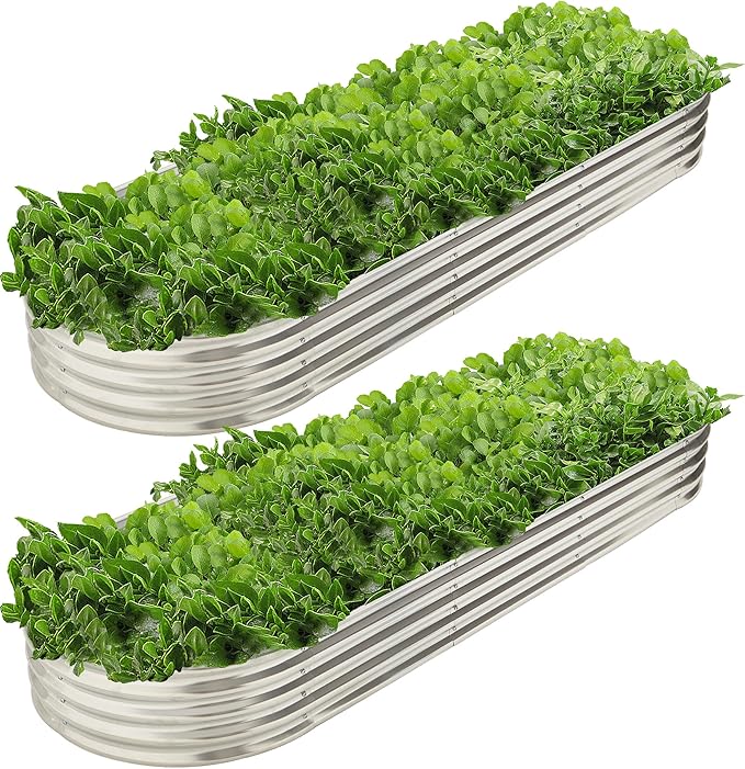 9' x 3' Metal Oval Raised Garden Bed Planter (2 PK)