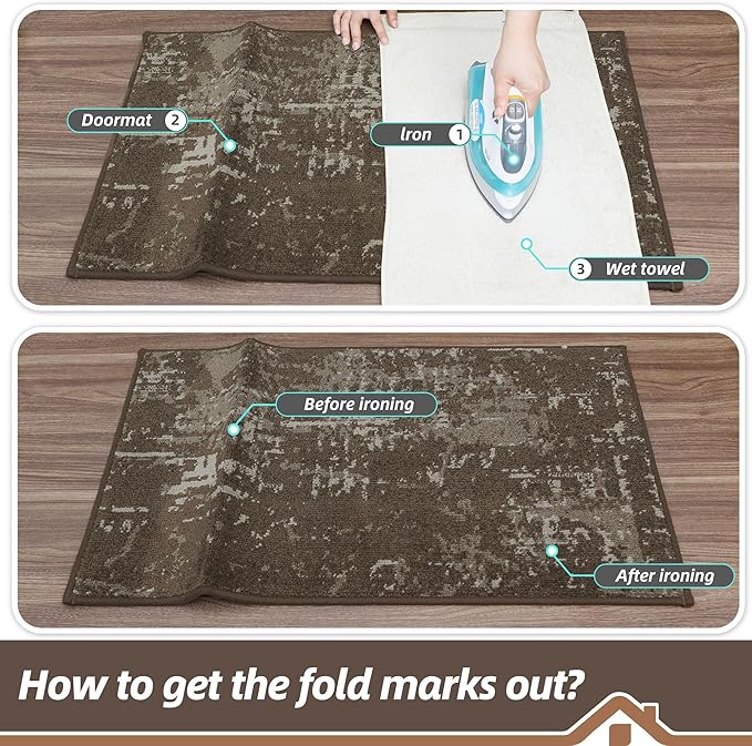 BEQHAUSE Dirt Trapper Door Mat 32"x48" Non-Slip Door Mats Washable Entryway Rugs Stain Resistant Doormat Absorbent Welcome Floor Mat for Front Back Door, Muddy Wet Shoes & Paws,Brown