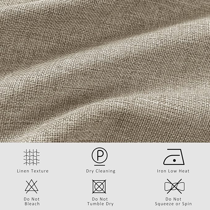 Macochico Pinch Pleated Blackout Curtains 102 Inches Long 100% Blackout Natural Linen Drapes for Bedroom Living Room Windows Farmhouse Burlap Curtains with Tieback 52”Wx102”L Light Khaki 1 Panel