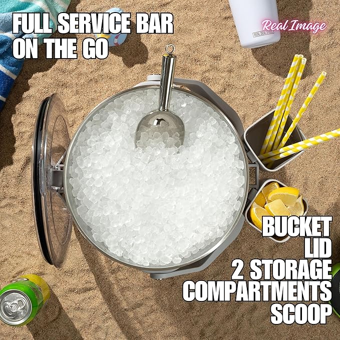 Large Insulated Ice Bucket with Lid – Stainless Steel Ice Bucket and Scoop – Ice Buckets for Parties, Bars – Ice Bucket with Lid and Scoop – Outdoor Ice Bucket, Cocktail Use (Black)