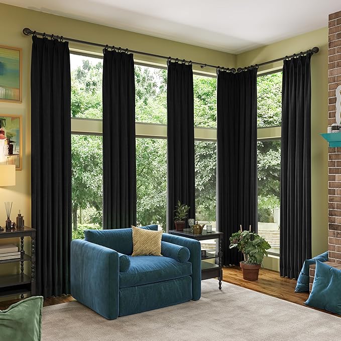 RAIN CITY Full Blackout Curtains 90 Inch Long, Black Out Curtains 2 Panels Set Burg, Back Tab Pocket Track Pleated Look Curtains for Bedroom Living Room Sliding Glass Door-50x90