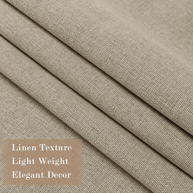 Light Khaki Pinch Pleat 100% Blackout Drapes Linen Blend, Room Divider, Room Darkening, Energy Saving, Furniture Protecting, Light Blocking Extra Wide Privacy Curtains, 200Wx102L, 1 PC