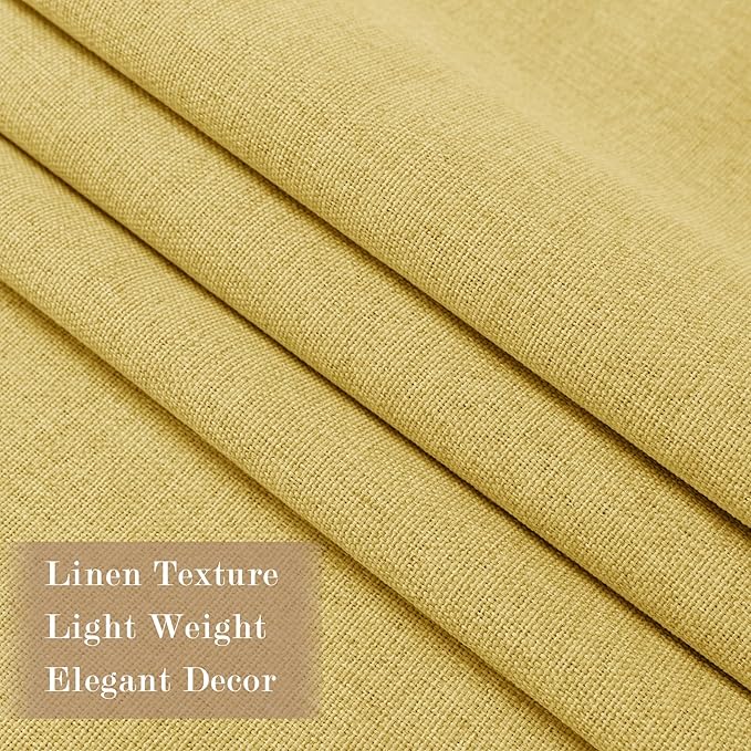 Yellow Pinch Pleat 100% Blackout Drapes Linen Blend, Room Divider, Room Darkening, Energy Saving, Furniture Protecting, Light Blocking Extra Wide Privacy Curtains, 200Wx102L, 1 PC