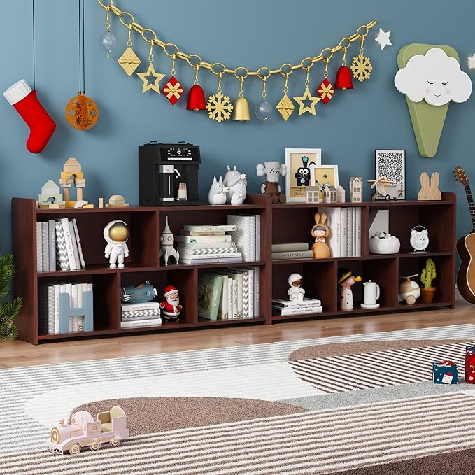 Book Shelf, 5 Cubes Storage Organizer, Open Bookshelf Wooden Bookcase, Freestanding Cherry Bookshelf Cube Shelf for Bedroom, Living Room