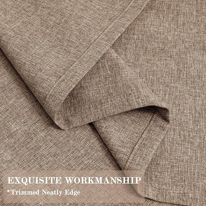100% Blackout Linen Textured Drapes for Bedroom Pinch Pleated Curtains for Track System Portable Drapery for Sliding Glass Door/Storage/Space Room Divider, 70" Wx84 L, 1 PC, Taupe