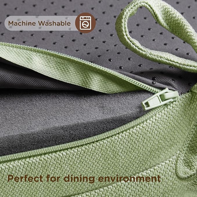 Codi 6 Pack Dining Chair Cushions, Thick Chairs Pads for Indoor Kitchen Room - Washable, Non-Slip Seat Cushion with Ties, 16.5"x16.5"x 3.5", Set of 6, Sage