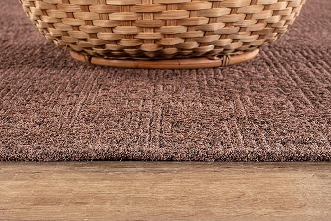 CAMILSON Easy Jute Rug 4x6, Indoor Outdoor Brown Color Fiber Area Rugs for Living Room Patio and Kitchen Rug, Solid Boho Woven Design, Easy-Cleaning, Washable Outside Carpet Alfombras (4 x 6)