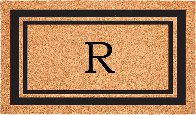 Calloway Mills 152962436R Black Border 24" x 36" Monogram Doormat, (Letter R)